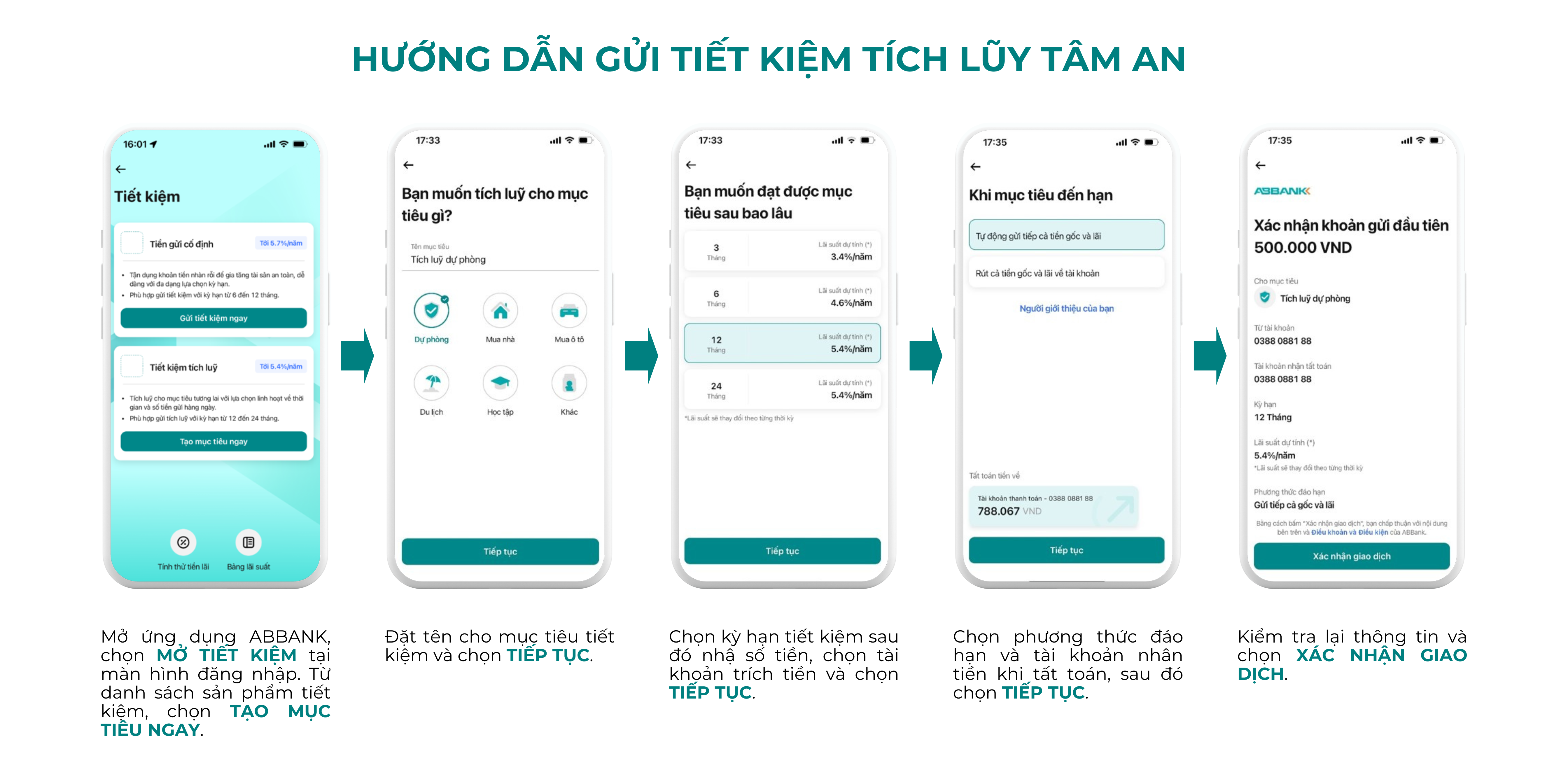 Hướng dẫn gửi tiết kiệm tích lũy Tâm An